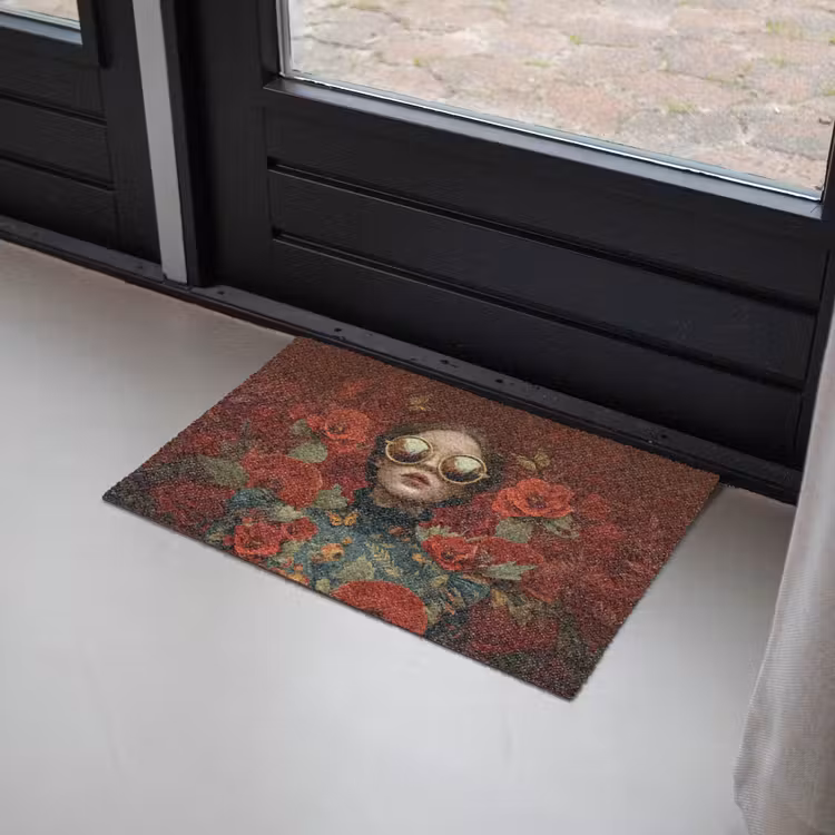 Bloemen - Dieprood - Zonnebril - Vrouw Deurmat klein -sfeer2