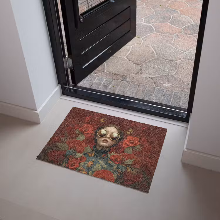 Bloemen - Dieprood - Zonnebril - Vrouw Deurmat klein -sfeer5