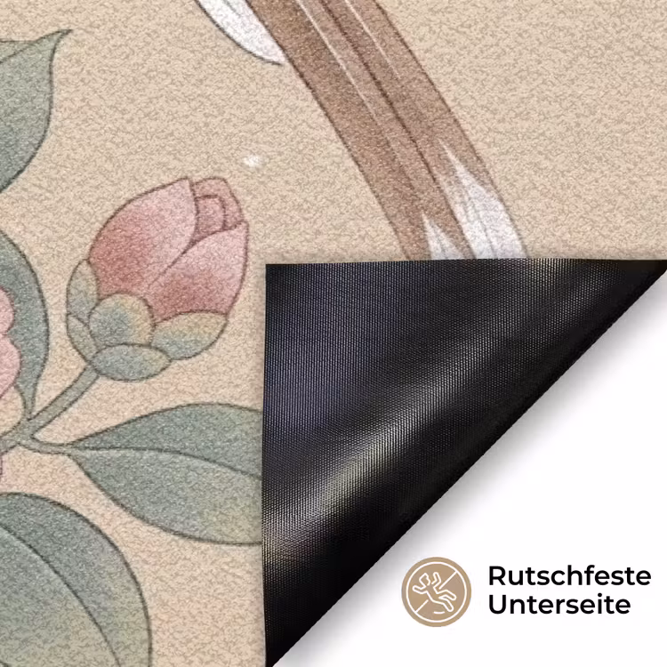 Bloemen - Vogels - Bloemen Deurmat klein -antislip_DE
