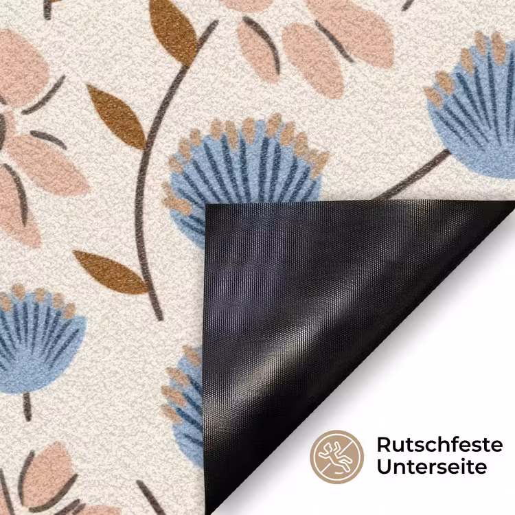 Bloemen - Wild - Blauw Deurmat klein 898 -antislip_DE