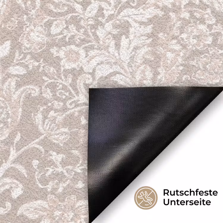Bloemenprint - Grijs - Crème Deurmat klein 898 -antislip_DE