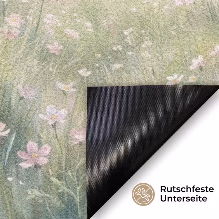 Bloemen veld - Bloemen - Groen Deurmat klein -antislip_DE