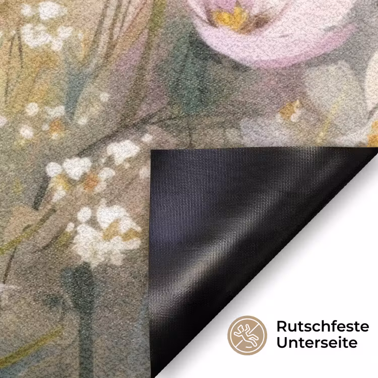 Bloemenveld - Lichte tinten - Geschilderd Deurmat klein -antislip_DE