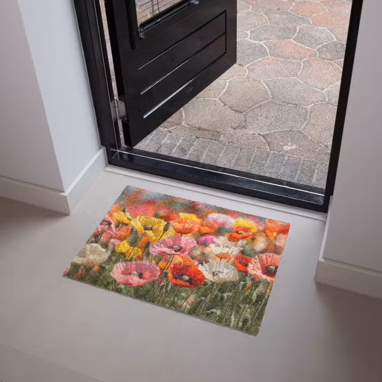 Bloemenveld - Klaprozen - Kleurrijk Deurmat klein -sfeer5