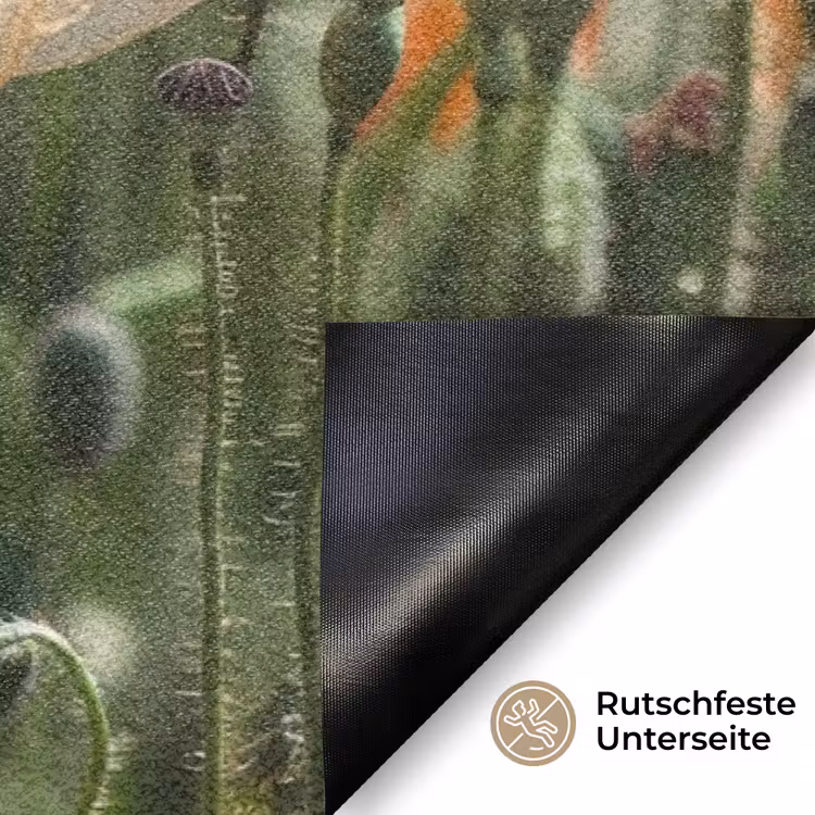 Bloemenveld - Klaprozen - Kleurrijk Deurmat klein -antislip_DE