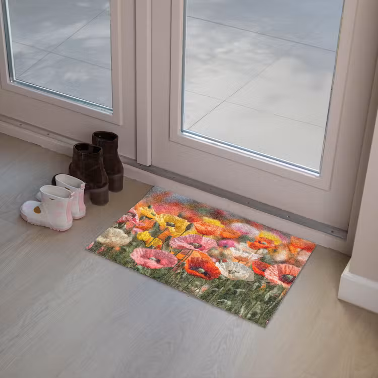 Bloemenveld - Klaprozen - Kleurrijk Deurmat klein -sfeer3