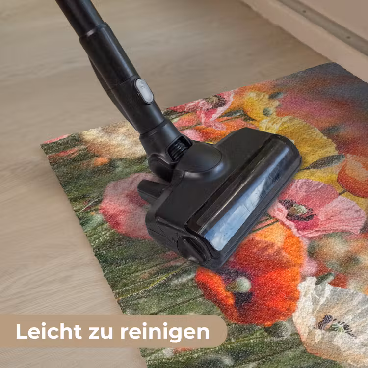 Bloemenveld - Klaprozen - Kleurrijk Deurmat klein -reinigen_DE