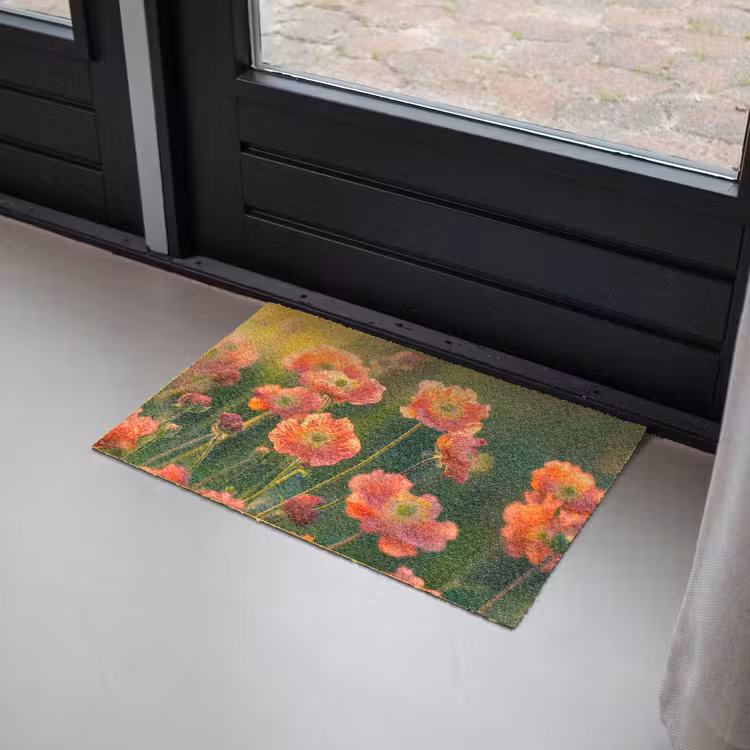 Bloemenveld - Zonnestralen - Oranje Deurmat klein -sfeer2