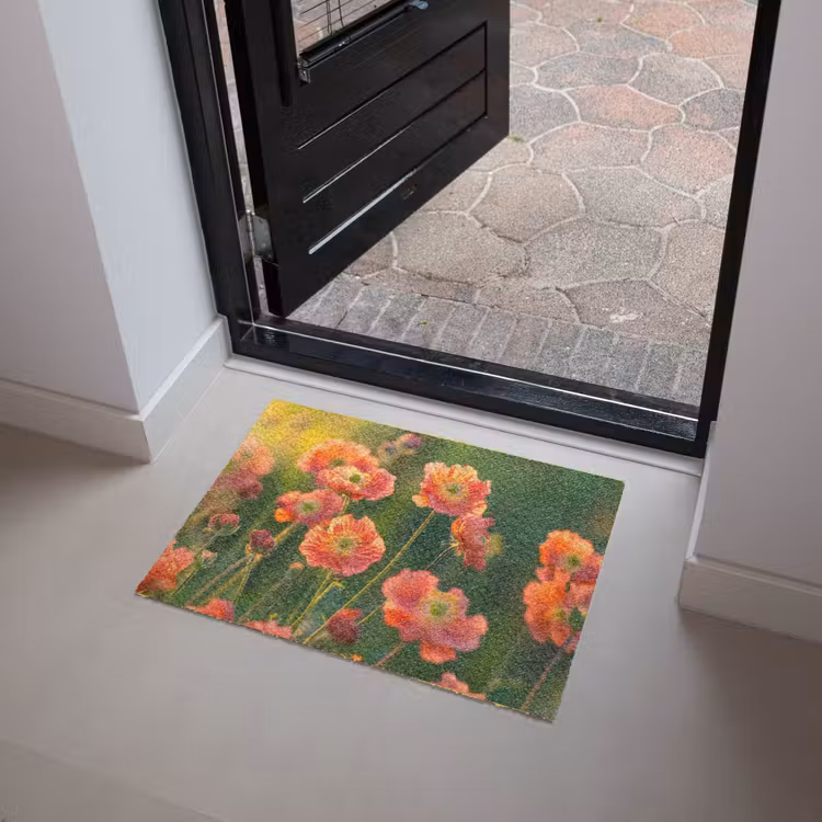 Bloemenveld - Zonnestralen - Oranje Deurmat klein -sfeer5