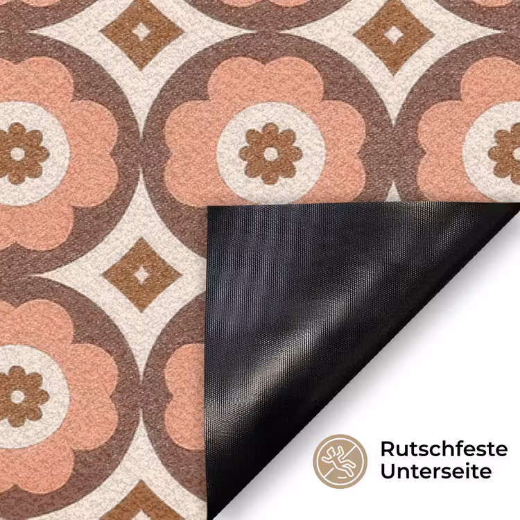 Bloemvormen - Patroon - Roze - Vintage Deurmat klein -antislip_DE