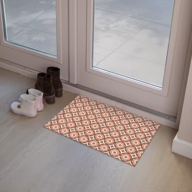 Bloemvormen - Patroon - Roze - Vintage Deurmat klein -sfeer3