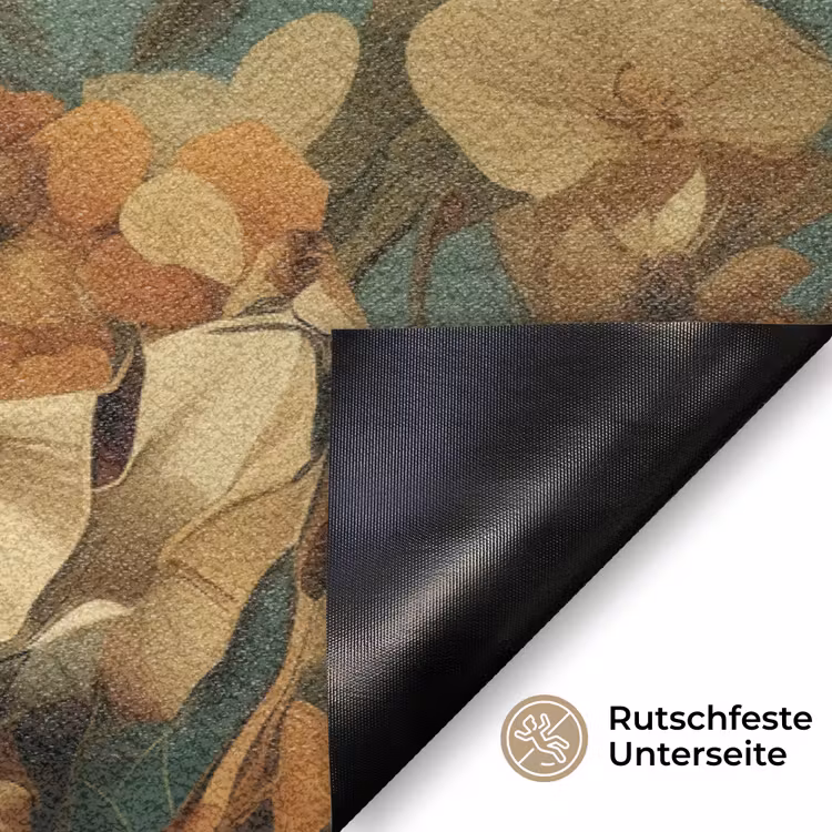 Bloemenkrans - Vrouwengezicht - Zonnebril - Oranje Deurmat klein -antislip_DE