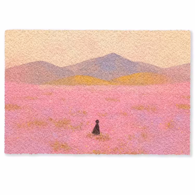 Bloemenweide - Heuvels - Silhouet - Roze Deurmat klein -zkaufland3d