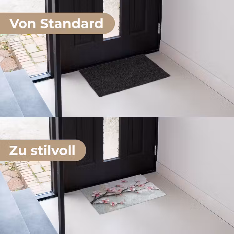 Bloesem - Kunstzinnig - Roze - Sakura Deurmat klein -voor-na_DE