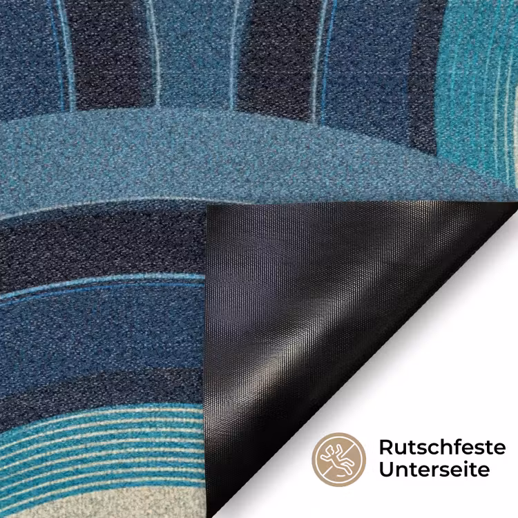 Bogen - Geometrisch - Patroon - Blauw - Retro Deurmat klein 898 -antislip_DE