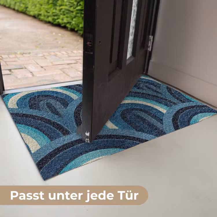 Bogen - Geometrisch - Patroon - Blauw - Retro Deurmat klein 898 -USP_DE
