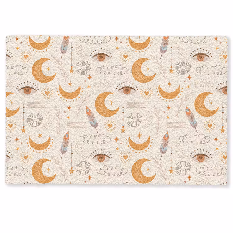 Boho - Print - Ogen - Maan - Veren - Beige Deurmat klein -zkaufland3d