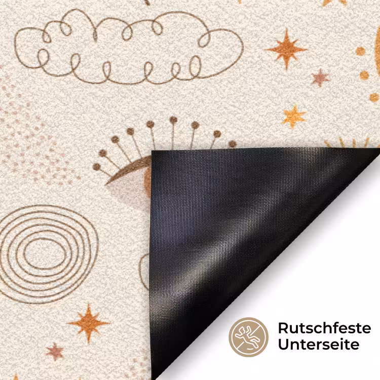 Boho - Print - Ogen - Maan - Veren - Beige Deurmat klein -antislip_DE