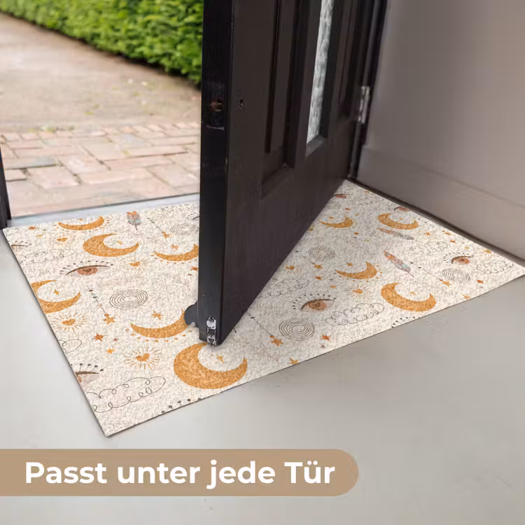 Boho - Print - Ogen - Maan - Veren - Beige Deurmat klein -USP_DE