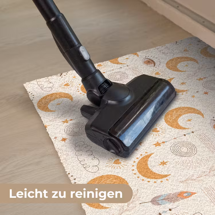 Boho - Print - Ogen - Maan - Veren - Beige Deurmat klein -reinigen_DE