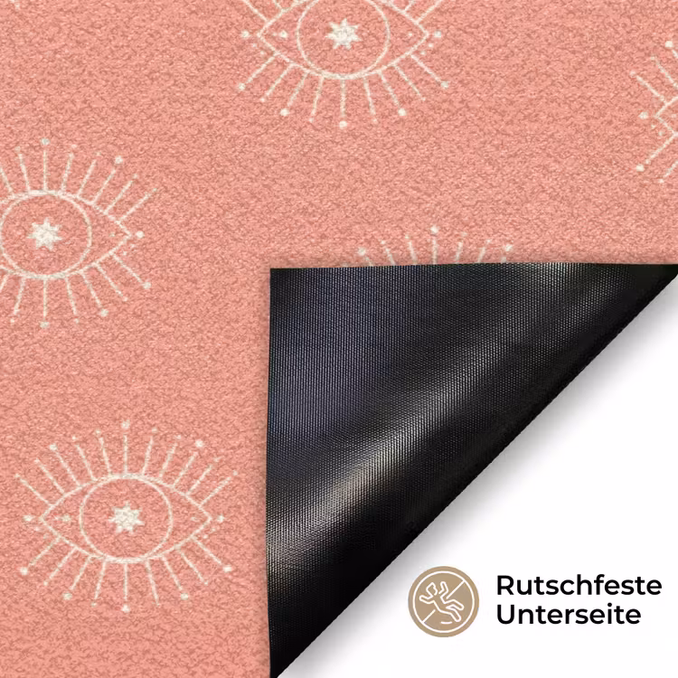 Boho - Print - Roze - Wit - Ogen Deurmat klein -antislip_DE