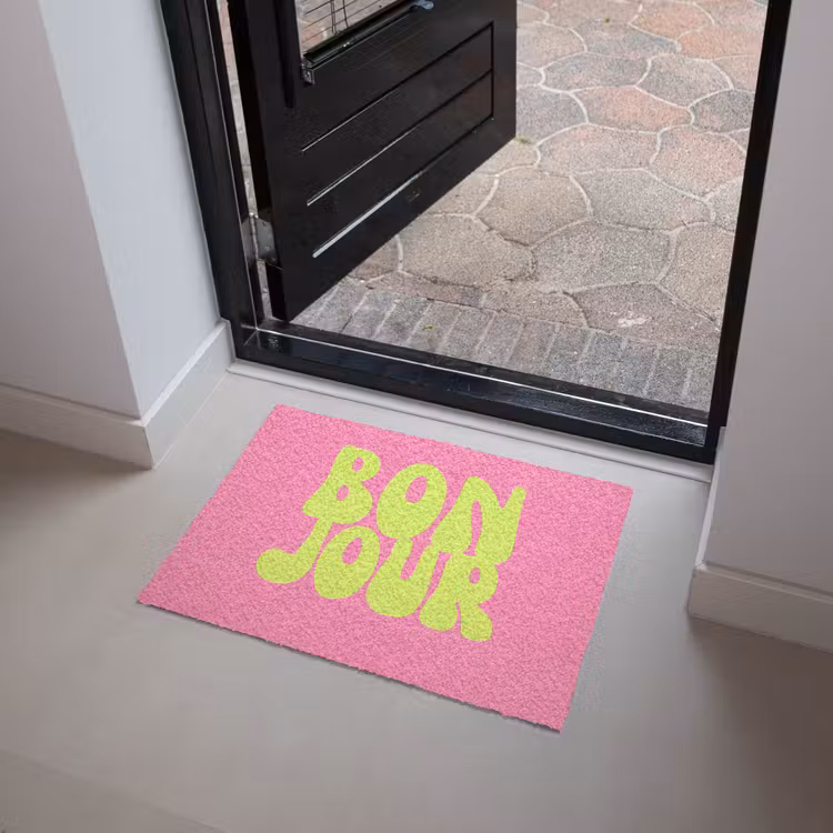 Bonjour - Roze - Fel groen Deurmat klein -sfeer5