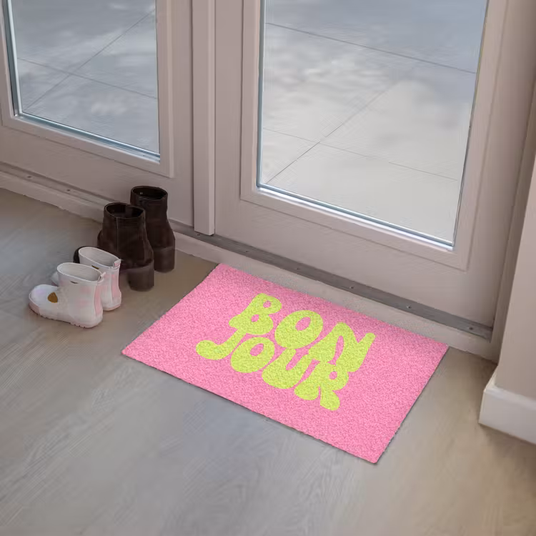 Bonjour - Roze - Fel groen Deurmat klein -sfeer3