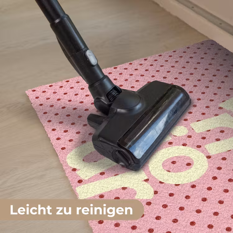 Bonjour - Stippen - Roze- Geel Deurmat klein -reinigen_DE