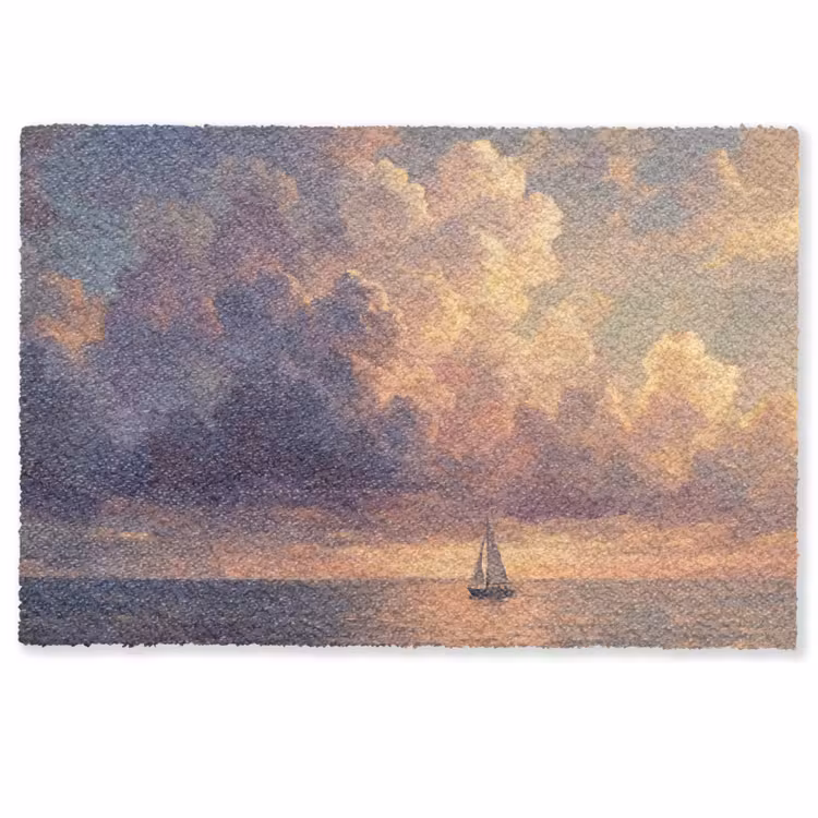 Boot - Zonsondergang - Zee - Natuur - Goud Deurmat klein -zkaufland3d