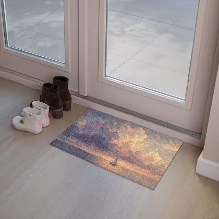 Boot - Zonsondergang - Zee - Natuur - Goud Deurmat klein -sfeer3