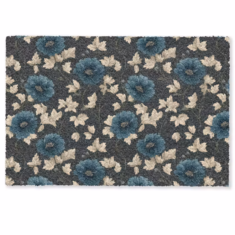 Botanisch - Bloemen - Blauw Deurmat klein 898 -zkaufland3d