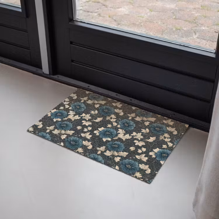 Botanisch - Bloemen - Blauw Deurmat klein 898 -sfeer2