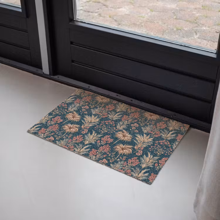Botanisch - Patroon - Blauw Deurmat klein 898 -sfeer2