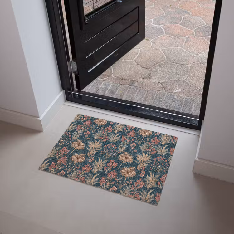 Botanisch - Patroon - Blauw Deurmat klein 898 -sfeer5