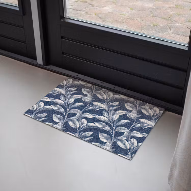 Botanisch - Patroon - Blauw Deurmat klein 898 -sfeer2