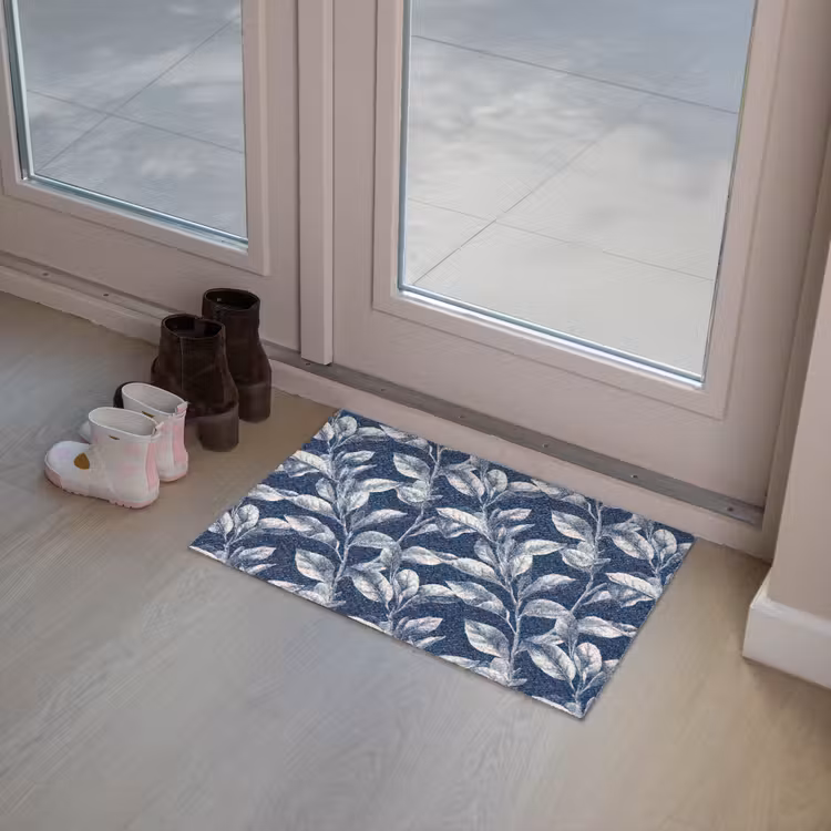 Botanisch - Patroon - Blauw Deurmat klein 898 -sfeer3