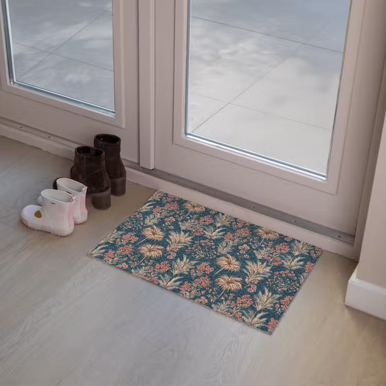 Botanisch - Patroon - Blauw Deurmat klein 898 -sfeer3