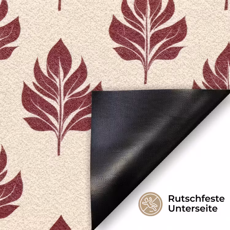 Botanisch - Patroon - Bordeaux Deurmat klein 898 -antislip_DE
