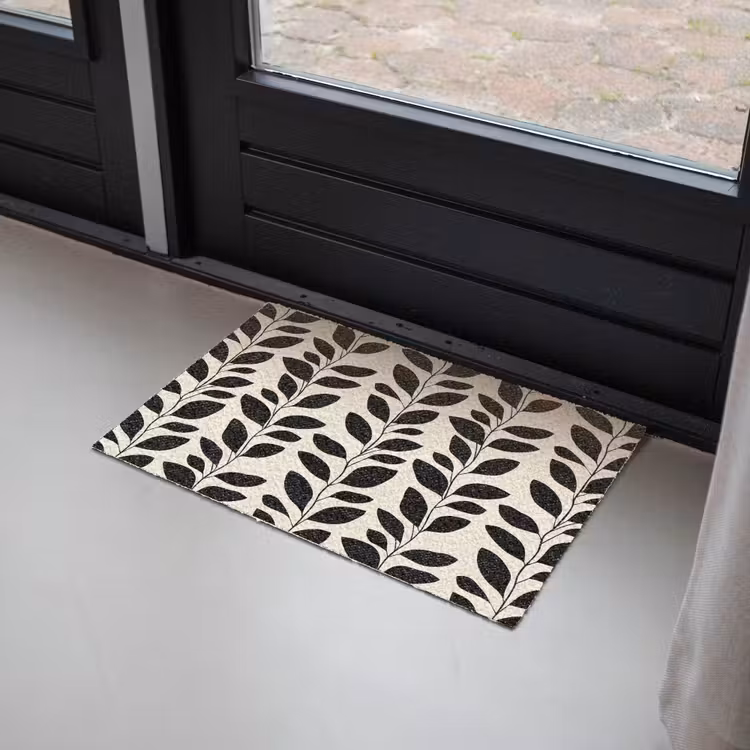 Botanisch - Dessin - Zwart - Beige Deurmat klein 898 -sfeer2