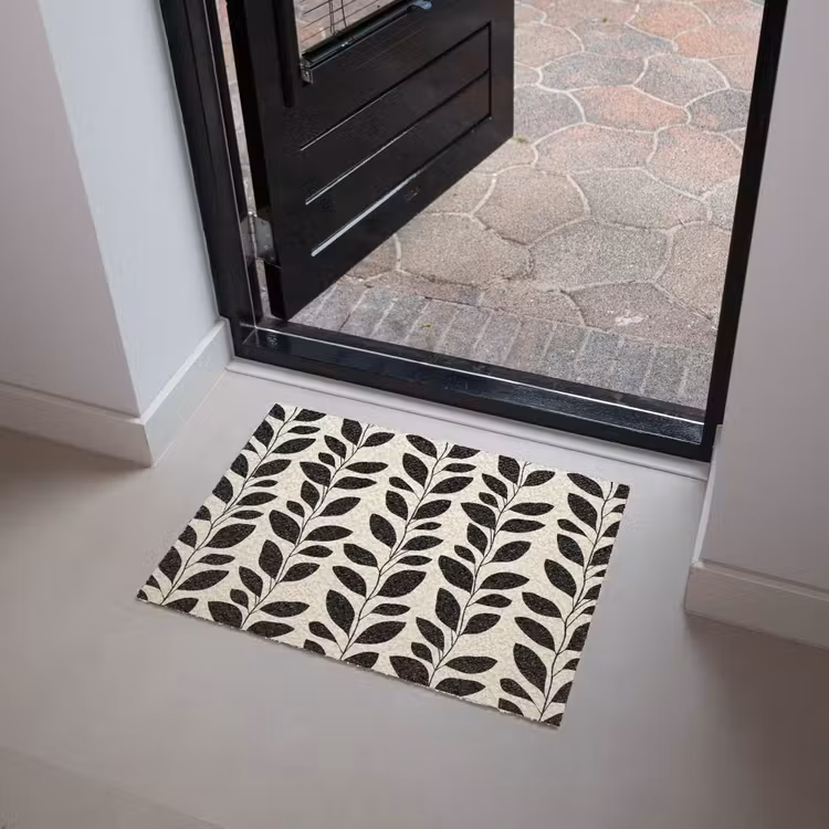Botanisch - Dessin - Zwart - Beige Deurmat klein 898 -sfeer5
