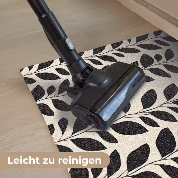 Botanisch - Dessin - Zwart - Beige Deurmat klein 898 -reinigen_DE