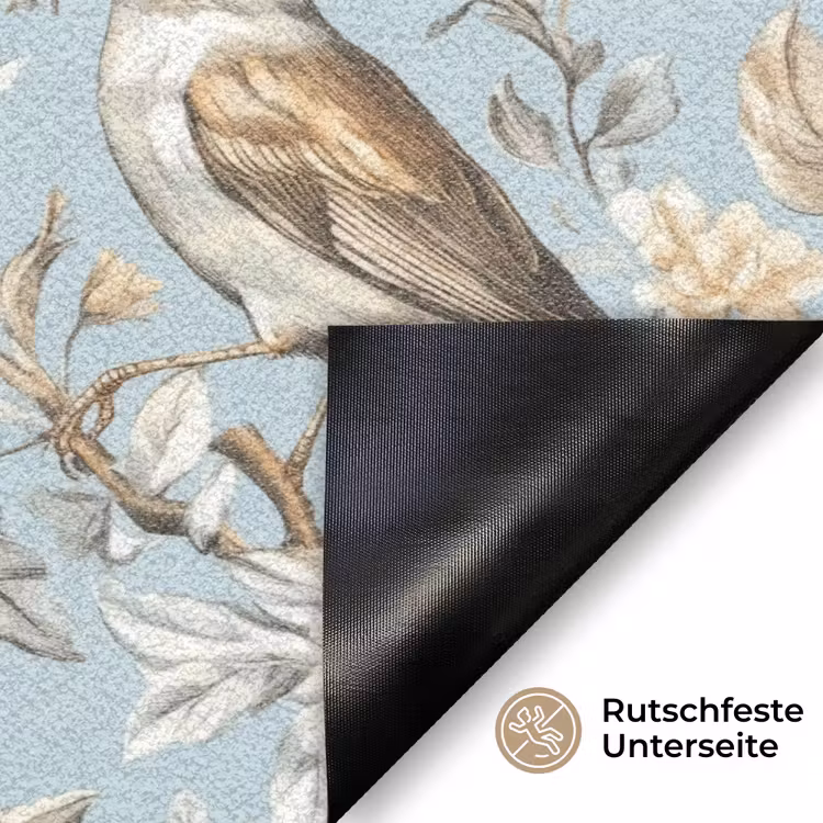 Botanisch - Zangvogel - Blauw Deurmat klein 898 -antislip_DE