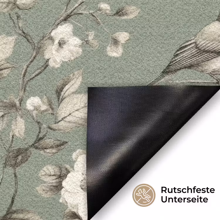 Botanisch - Vogels - Groen Deurmat klein 898 -antislip_DE