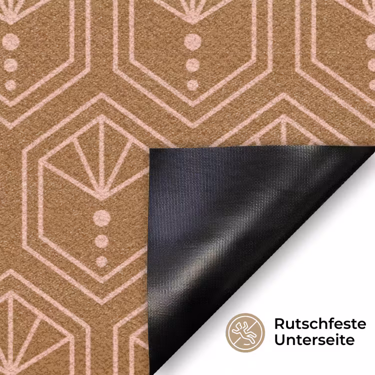 Bruin - Roze - Geometrisch - Patroon Deurmat klein 898 -antislip_DE