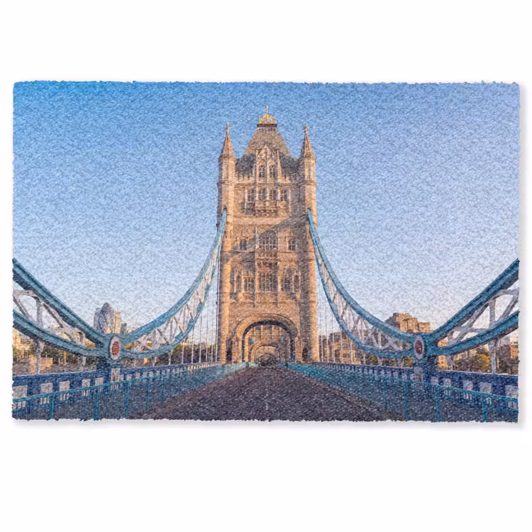 Fußmatte - Brücke – Turm – Architektur – Klassisch – Blau - Brug - Toren - Architectuur - Klassiek - Blauw Deurmat klein