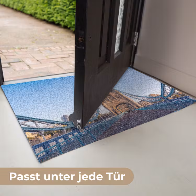 Fußmatte - Brücke – Turm – Architektur – Klassisch – Blau - Brug - Toren - Architectuur - Klassiek - Blauw Deurmat klein