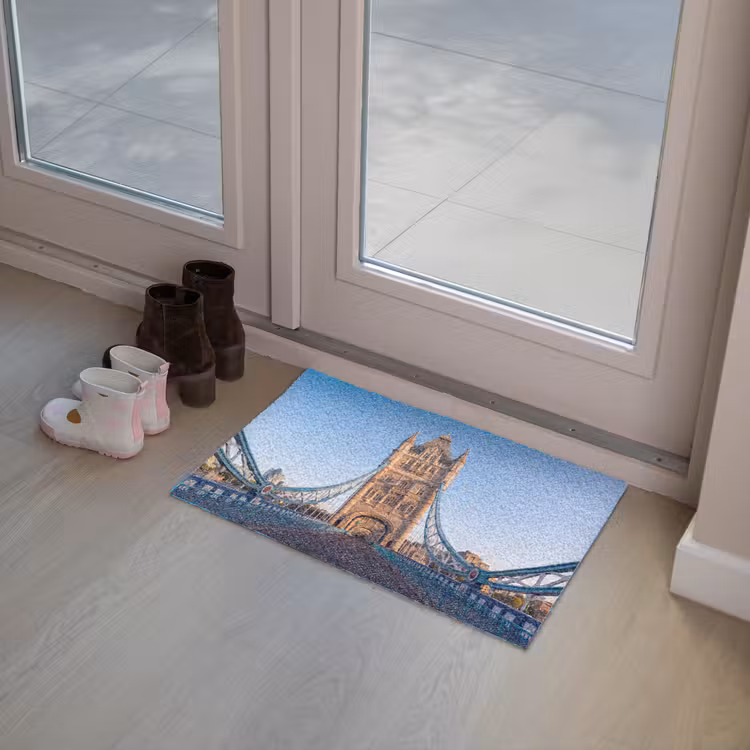 Fußmatte - Brücke – Turm – Architektur – Klassisch – Blau - Brug - Toren - Architectuur - Klassiek - Blauw Deurmat klein