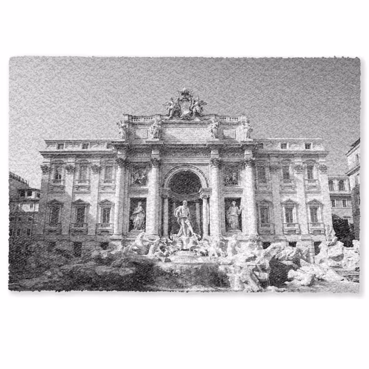 Fußmatte - Brunnen – Skulpturen – Architektur – Schwarz-Weiß - Fontein - Beelden - Architectuur - Zwart-wit Deurmat klein