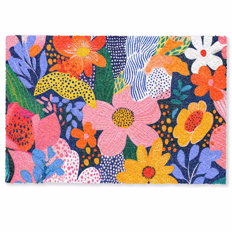 Kleurrijk - Bloemen - Abstract - Stippen Deurmat klein -zkaufland3d