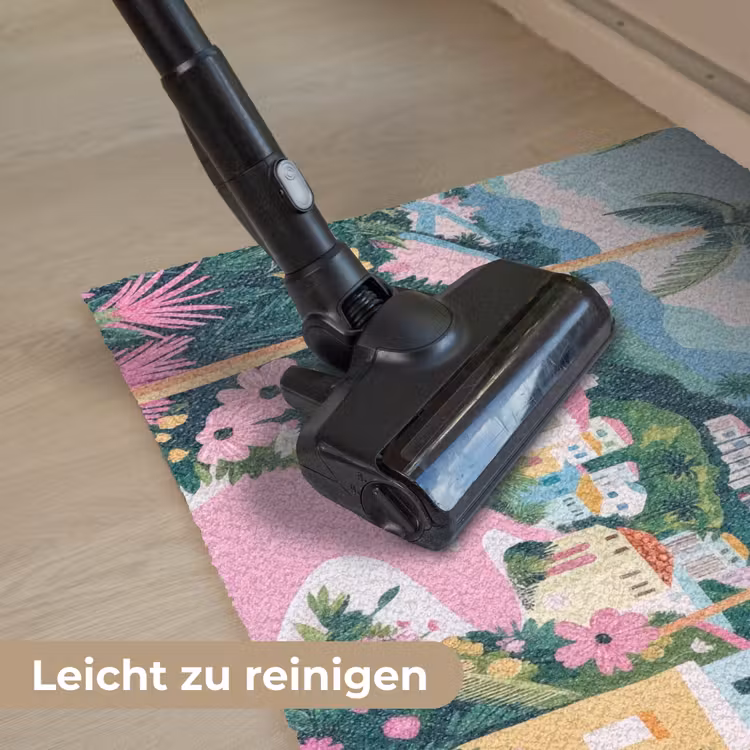 Kleurrijk - Huizen - Heuvels - Roze Deurmat klein -reinigen_DE